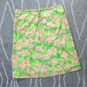 RARE Vintage 1970’s Lilly Pulitzer Peach and Green Floral Midi Skirt
